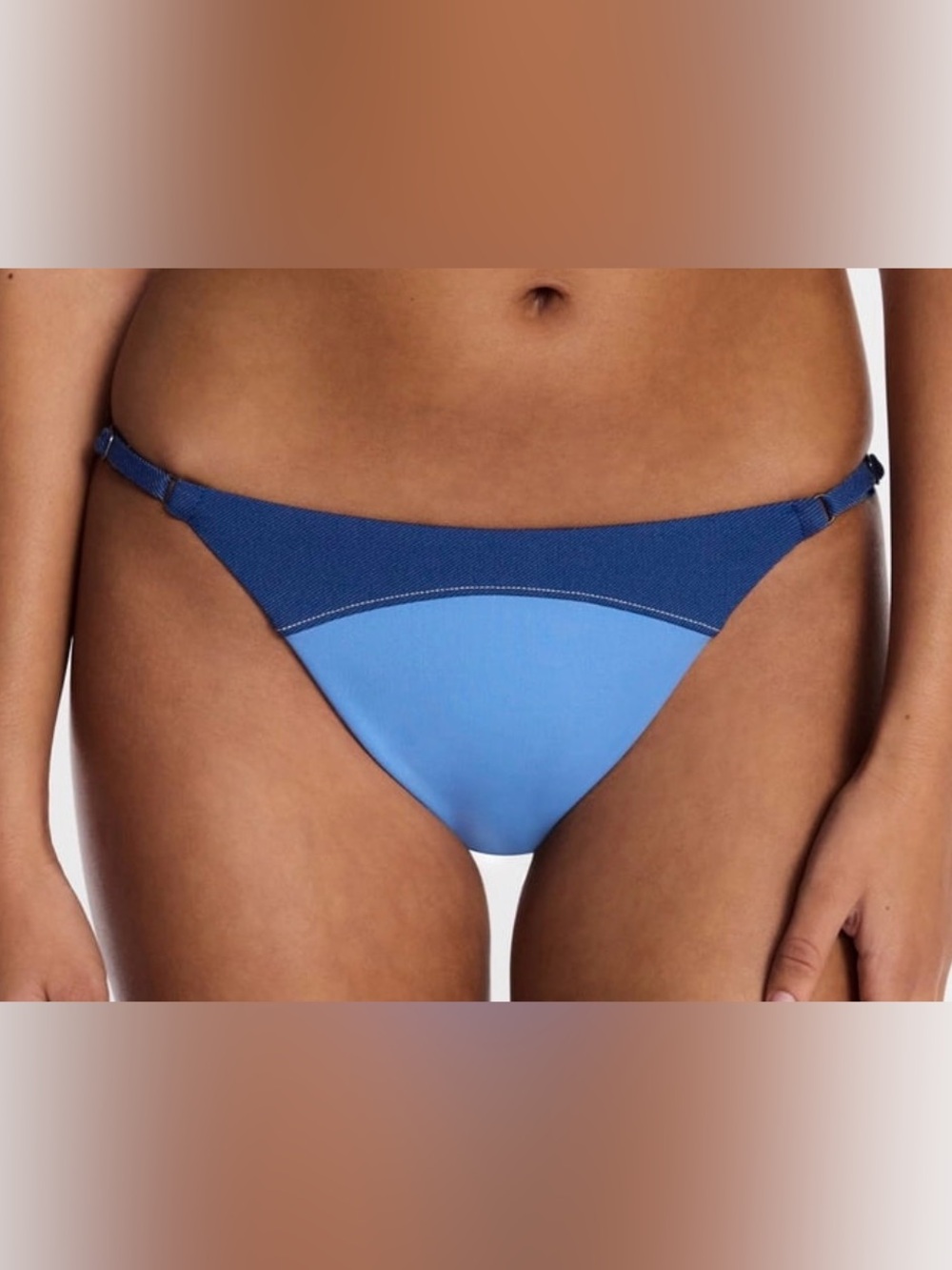 Kacey Lee Two-Tone Blue Bikini Bottom - Light & Dark Blue